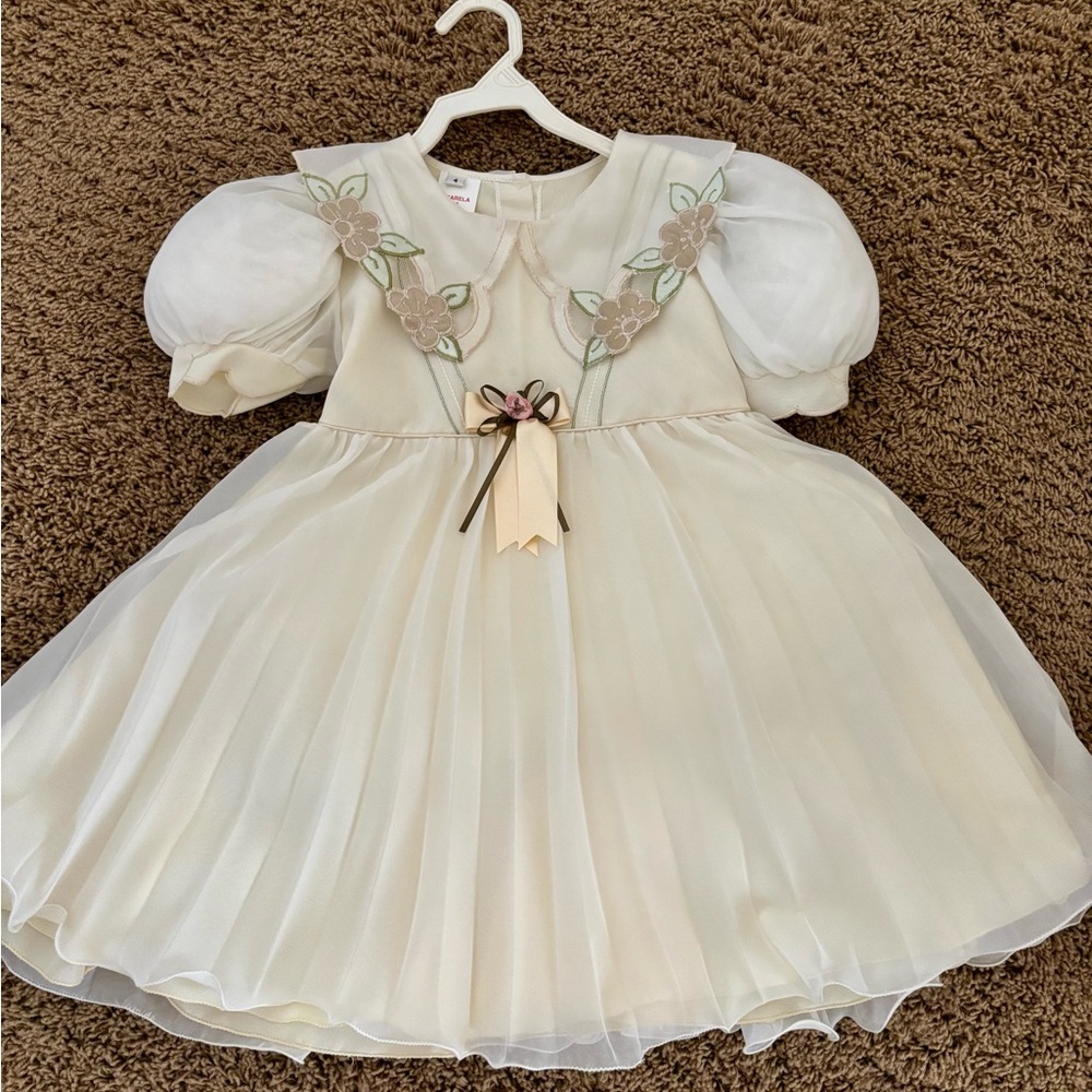 Elegant Cream Kids Formal Dress